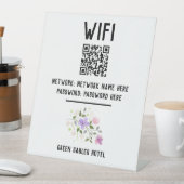 WiFi-code met QR-code en bloemontwerp Reclamebord Met Voetstuk (Insitu)