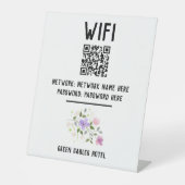 WiFi-code met QR-code en bloemontwerp Reclamebord Met Voetstuk (Voorkant)