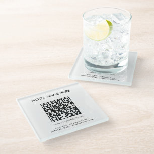 WIFI Details QR Code Hotelnaam Eenvoudig Glazen Onderzetter