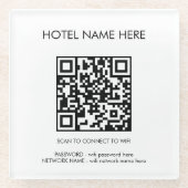 WIFI Details QR Code Hotelnaam Eenvoudig Glazen Onderzetter (Voorkant)