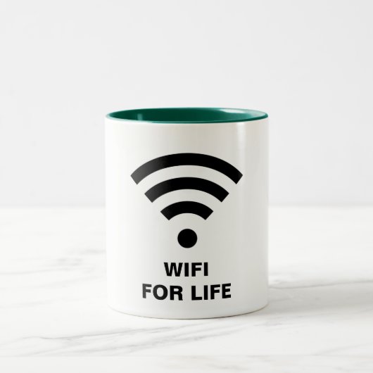 WIFI FOR LIFE Hunter Green 11 oz Two-Tone Mok (Center)