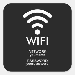 Wifi-icoon netwerk- en wachtwoordverbindingsticker vierkante sticker