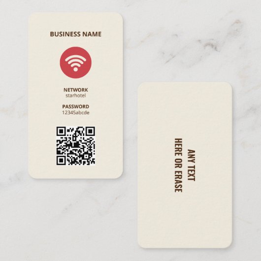 WiFi Internet QR Code Visitekaartje (Voorkant / Achterkant)