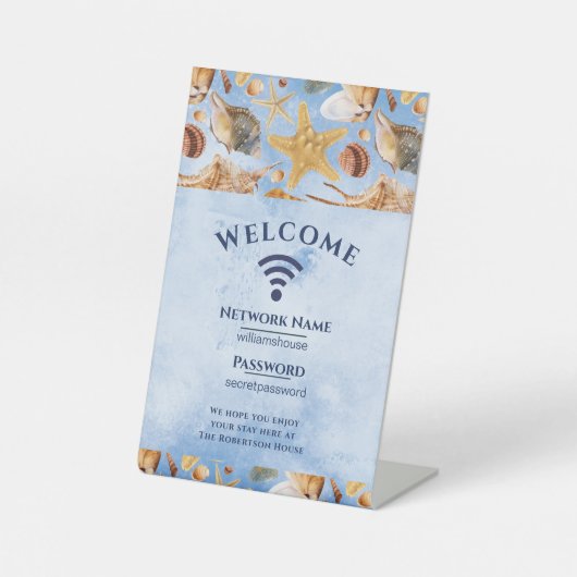WiFi Internet Wachtwoord Zomer Zee Beach House Ped Reclamebord Met Voetstuk (Voorkant)