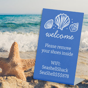 WIFI Login Schoenen Uit Strand Vakantiehuis Reclamebord Met Voetstuk