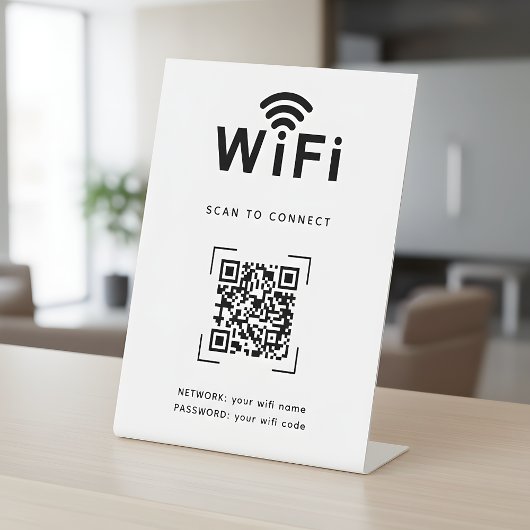 WiFi Login Table Top Sign For Reception Area Reclamebord Met Voetstuk