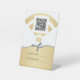 Wifi-naam en -wachtwoord reclamebord met voetstuk