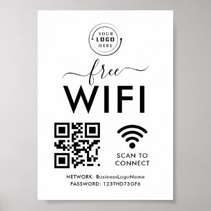 WiFi-netwerk en QR-codescan voor zakelijke klanten Poster