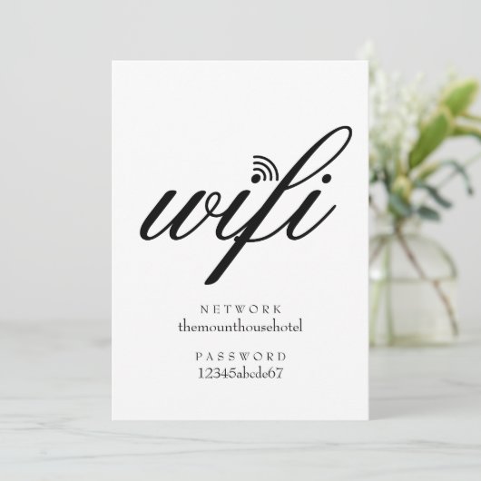 Wifi-netwerk en wachtwoord Aanmelding gastkaart Kaart (Staand voorkant)