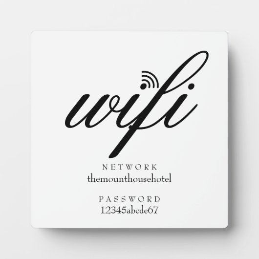 Wifi Netwerk en Wachtwoord Bord Fotoplaat (Voorkant)
