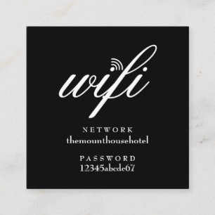 Wifi-netwerk en wachtwoord gastkaart vierkante visitekaartje