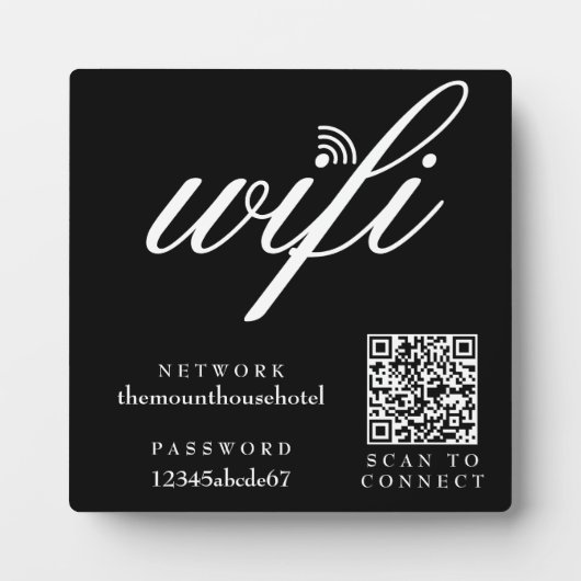 WiFi-netwerk en wachtwoord QR Code Sign Fotoplaat (Voorkant)