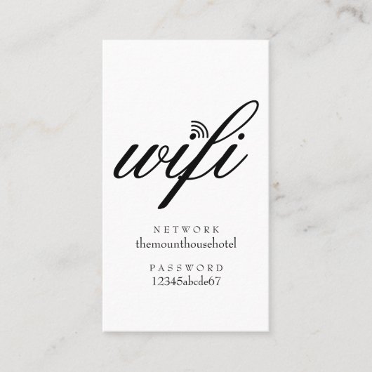 WiFi-netwerk en -wachtwoord Visitekaartje (Voorkant)
