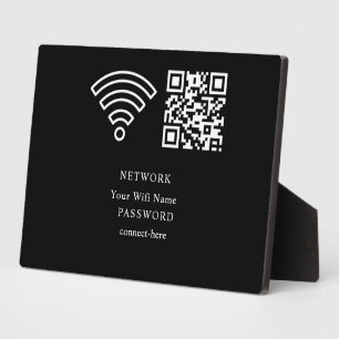 Wifi-netwerk en wachtwoord zwart bord fotoplaat
