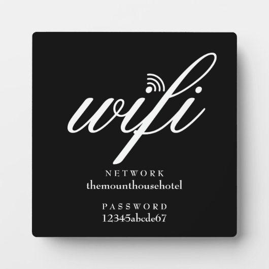 Wifi-netwerk- en wachtwoordcode fotoplaat (Voorkant)