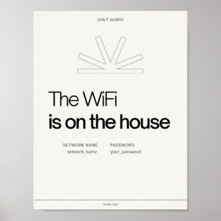 Wifi netwerk hostel Airbnb bed & breakfast info Poster