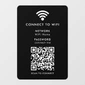 Wifi Netwerk | QR Code Internet Wachtwoord Zwart Raamsticker (Vel)