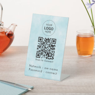 WiFi netwerk QR-code scannen om verbinding te ma Reclamebord Met Voetstuk