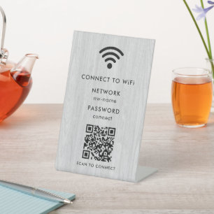 WiFi netwerk QR-code scannen om verbinding te ma Reclamebord Met Voetstuk