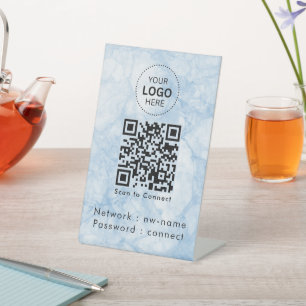 WiFi netwerk QR-code scannen om verbinding te ma Reclamebord Met Voetstuk