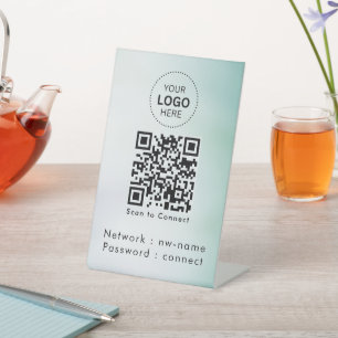 WiFi netwerk QR-code scannen om verbinding te ma Reclamebord Met Voetstuk