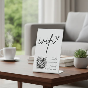Wifi Netwerk QR Code Wit Moderne Zakelijk Reclamebord Met Voetstuk