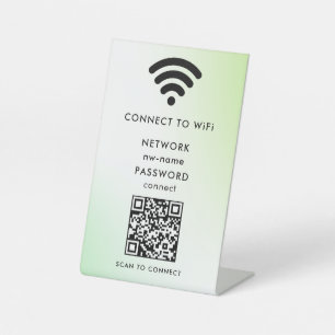 WiFi-netwerk Scan QR-code om verbinding te maken m Reclamebord Met Voetstuk