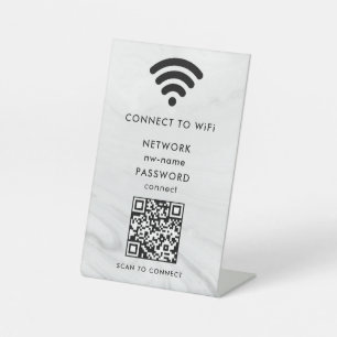 WiFi-netwerk Scan QR-code om verbinding te maken m Reclamebord Met Voetstuk