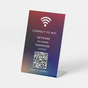 WiFi-netwerk Scan QR-code om verbinding te maken m Reclamebord Met Voetstuk
