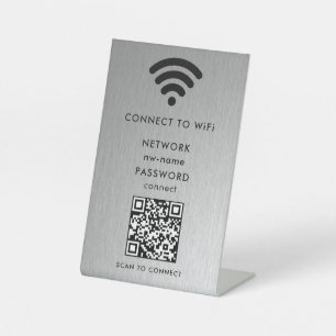 WiFi-netwerk Scan QR-code om verbinding te maken m Reclamebord Met Voetstuk