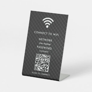 WiFi-netwerk Scan QR-code om verbinding te maken m Reclamebord Met Voetstuk