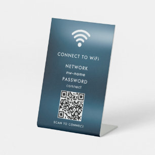 WiFi-netwerk Scan QR-code om verbinding te maken m Reclamebord Met Voetstuk