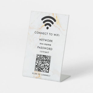 WiFi-netwerk Scan QR-code om verbinding te maken m Reclamebord Met Voetstuk