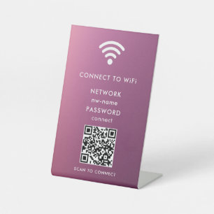 WiFi-netwerk Scan QR-code om verbinding te maken m Reclamebord Met Voetstuk