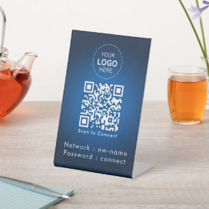 WiFi-netwerk Scan QR-code om verbinding te maken Reclamebord Met Voetstuk