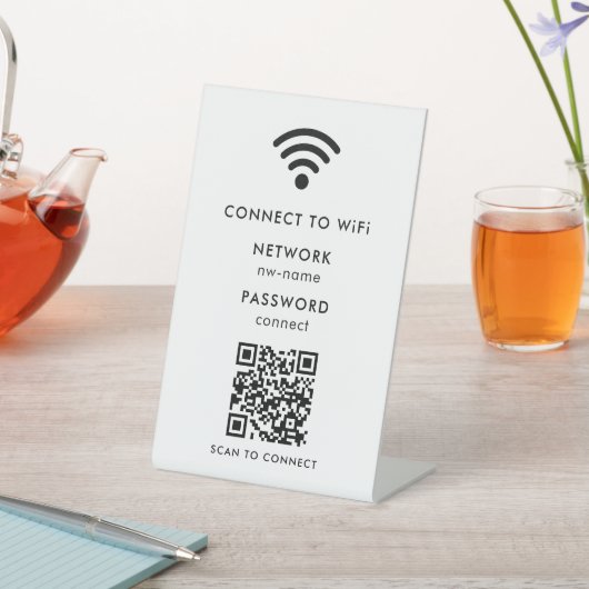 WiFi-netwerk | Scan QR-code om verbinding te maken Reclamebord Met Voetstuk (Insitu)