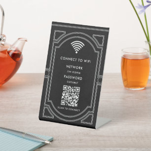 WiFi-netwerk Scan QR-code om verbinding te maken Reclamebord Met Voetstuk