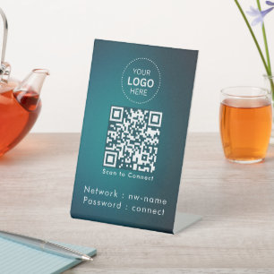 WiFi-netwerk Scan QR-code om verbinding te maken Reclamebord Met Voetstuk