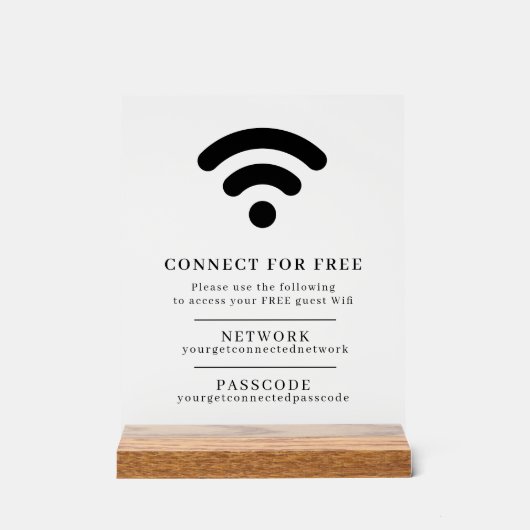 Wifi netwerk toegangscode gast info aangepaste QR  Acryl Bord (Voorkant)