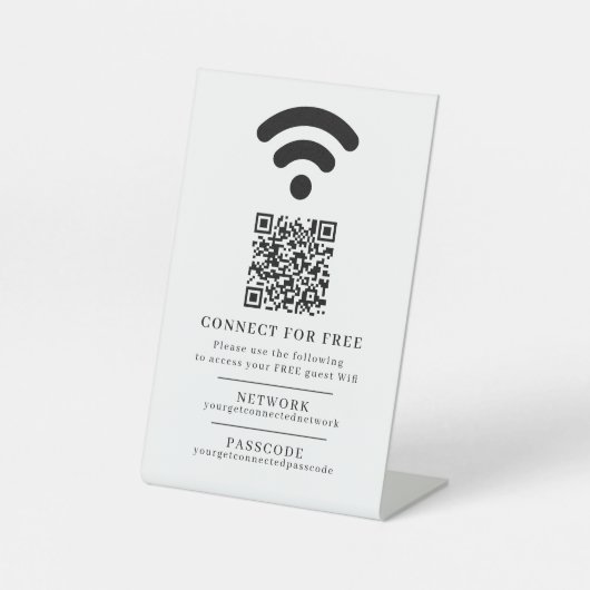 Wifi netwerk toegangscode gast info aangepaste QR  Reclamebord Met Voetstuk (Voorkant)
