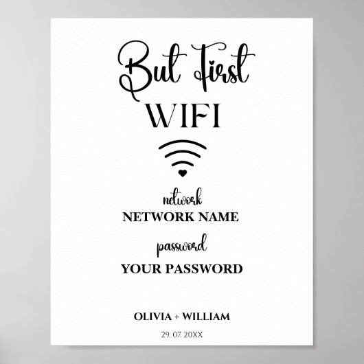 Wifi Netwerk Wachtwoord Elegant Modern Wedding Sig Poster (Voorkant)
