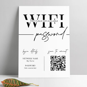 WIFI Netwerk Wachtwoord QR Code Zwart & Wit Modern Poster