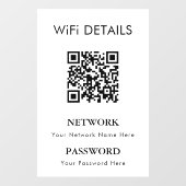 WiFi-netwerktoegang | QR Code Wachtwoord Weergave Raamsticker (Vel)