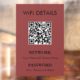 WiFi-netwerktoegang | QR Code Wachtwoord Weergave Raamsticker