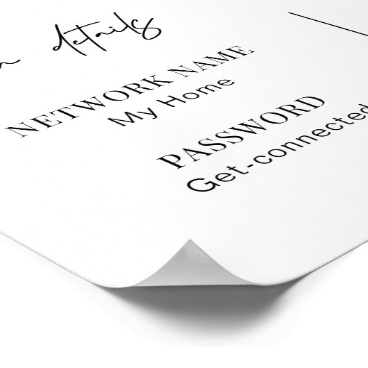 WIFI-netwerkwachtwoord QR-code zwart/wit modern Poster (Hoek)