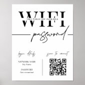 WIFI-netwerkwachtwoord QR-code zwart/wit modern Poster (Voorkant)