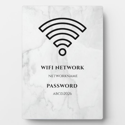 Wifi Network and Password Black Plaque (Devant)