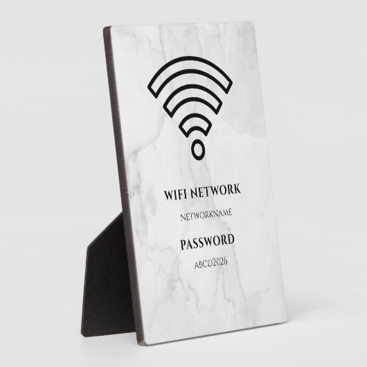 Wifi Network and Password Black Plaque (Côté)