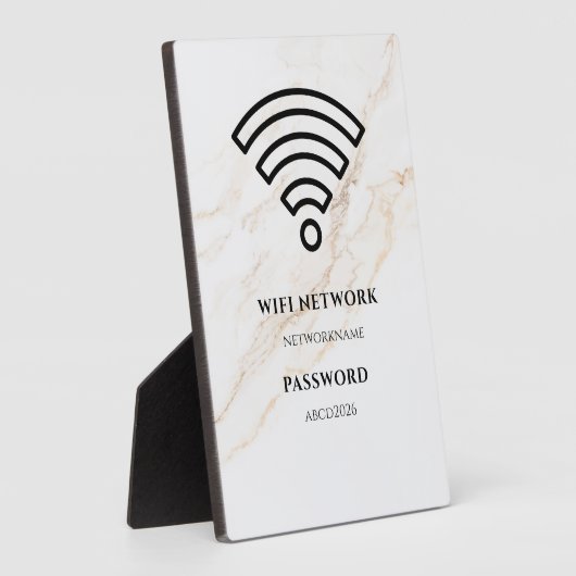 Wifi Network and Password Black Plaque (Côté)