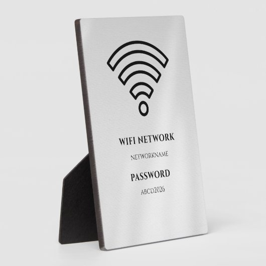 Wifi Network and Password Black Plaque (Côté)